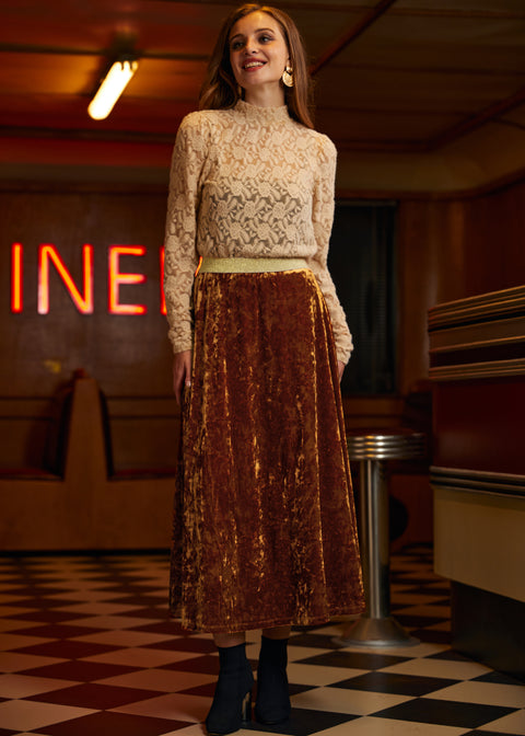 Falda larga de terciopelo Golden Whispers