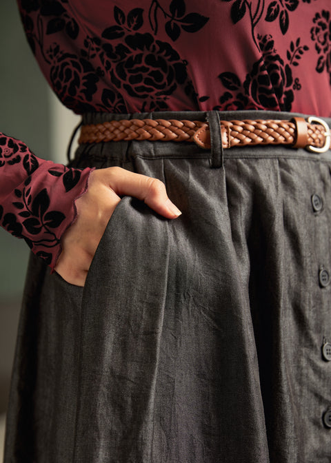 La mejor falda de chambray de corte A de la librería.