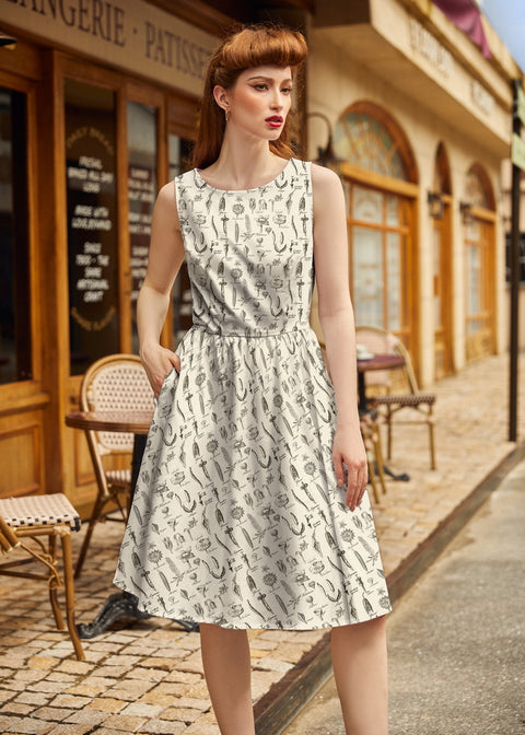 Vestido midi estilo vintage con detalles florales