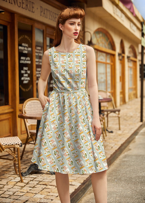 Frascos de vestido midi de estilo vintage