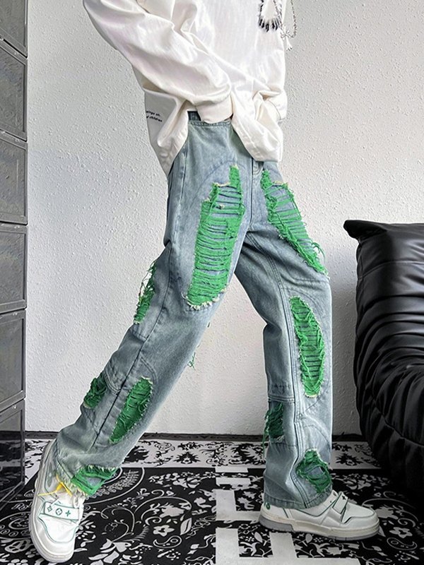 Men’s Ripped Frayed Jeans