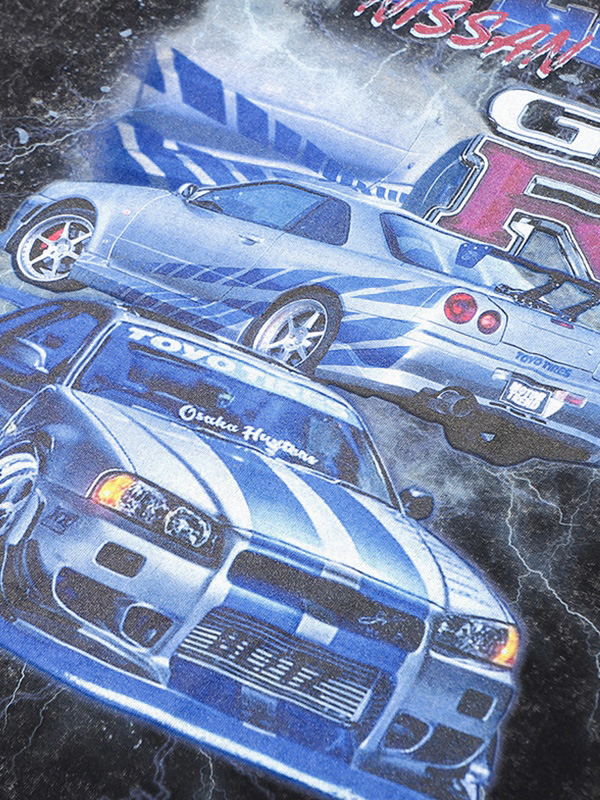Men’s Sports Car Print Washed Tee