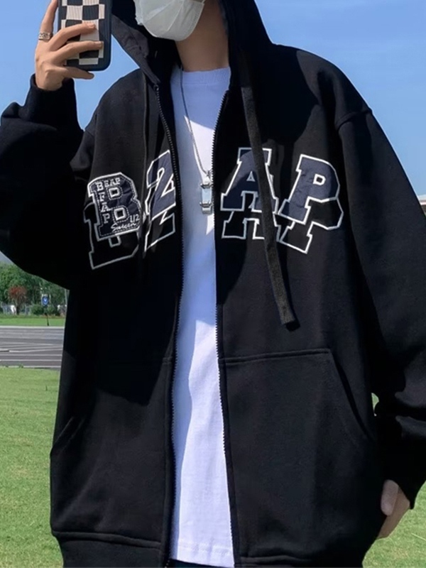 Men’s Contrast Color Print Oversized Hoodie