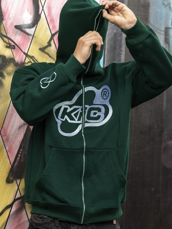 Men’s Print Zip Up Oversized Hoodie