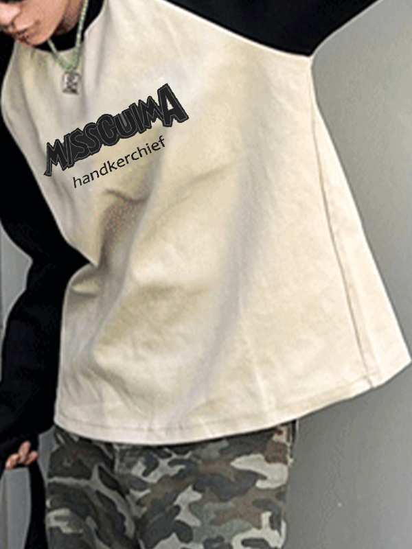 Men’s Vintage Print Raglan Loose Long Sleeve Tee