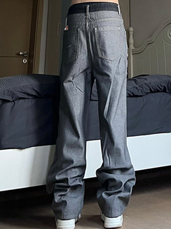 Men’s Casual Splice Distressed  Loose Jeans