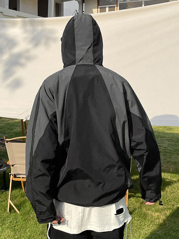 Men’s Gorpcore Splice Hooded Piping Detail Jacket