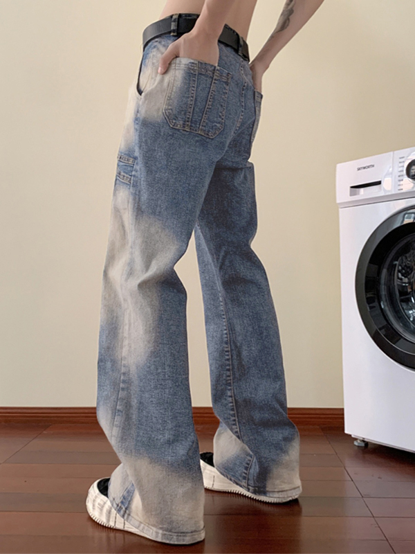 Men’s Hip Pop Tie Dye Splice Loose Jeans