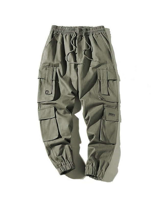 Men’s Multi Pocket Elastic Waist Drawstring Cargo Pants