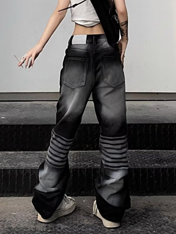 Washed Ombre Dangle Boyfriend Jeans