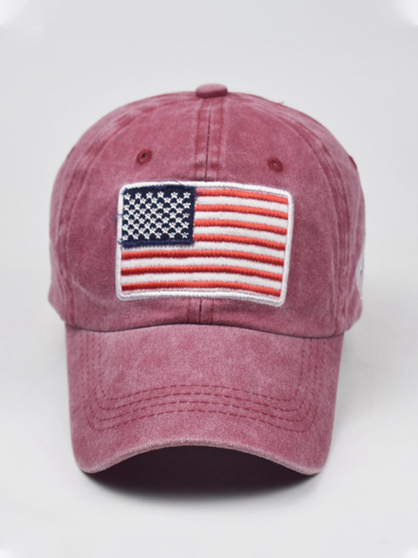 Washed Flag Embroidery Baseball Cap