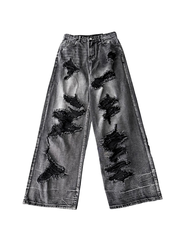 Washed Black Ripped Boyfriend Jeans