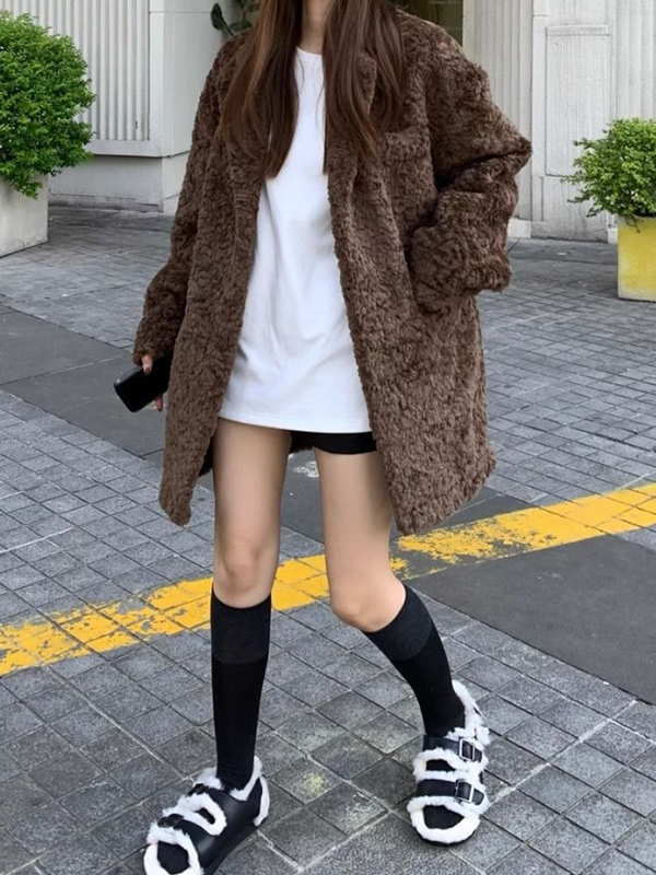Vintage Brown Faux Fur Jacket