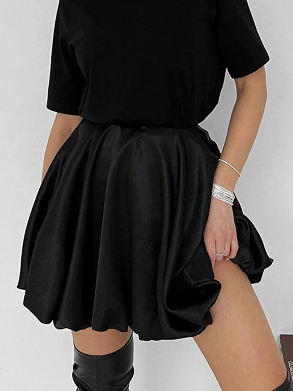 Satin Pleated A-line Mini Skirt