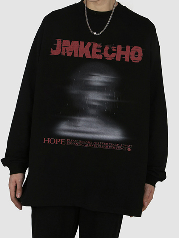 Men’s Street Blurred Portrait Print Wash Sweatshirt