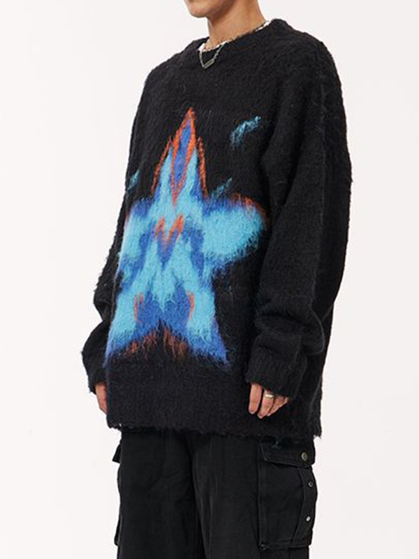 Men’s Star Graffiti Jacquard Crew Neck Sweater
