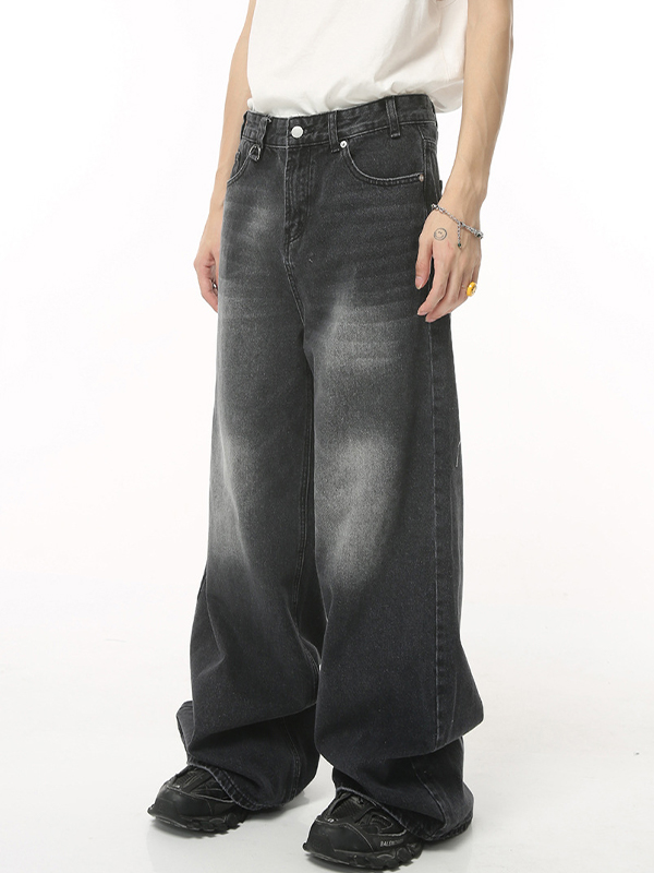 American Retro Wide Leg Mop Loose Jeans