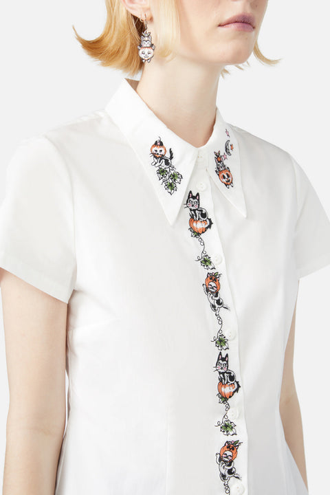 Blusa bordada color calabaza