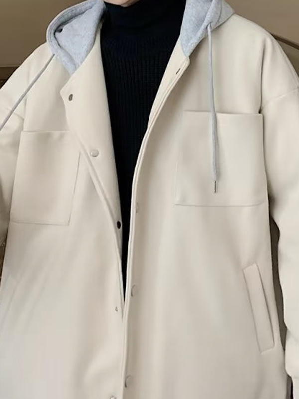 Men’s Patchwork Wool Blend Hooded Jacket