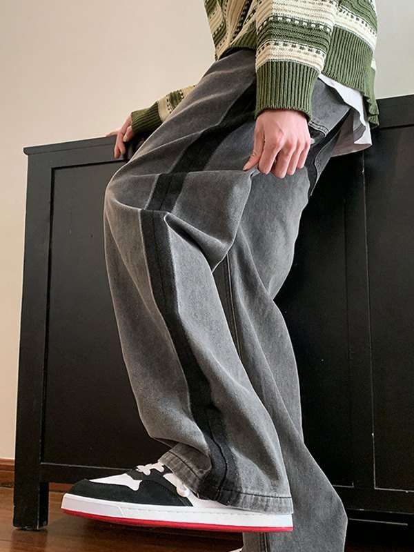 Men’s Contrast Trim Vintage Straight Leg Jeans