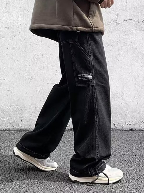 Men’s Loose Fit Black Cargo Jeans