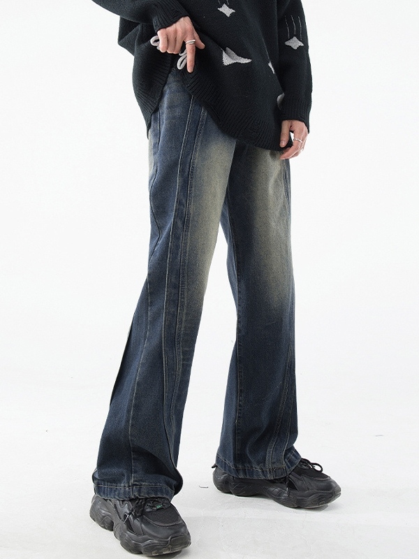 Men’s Vintage Wash Splice Loose Jeans