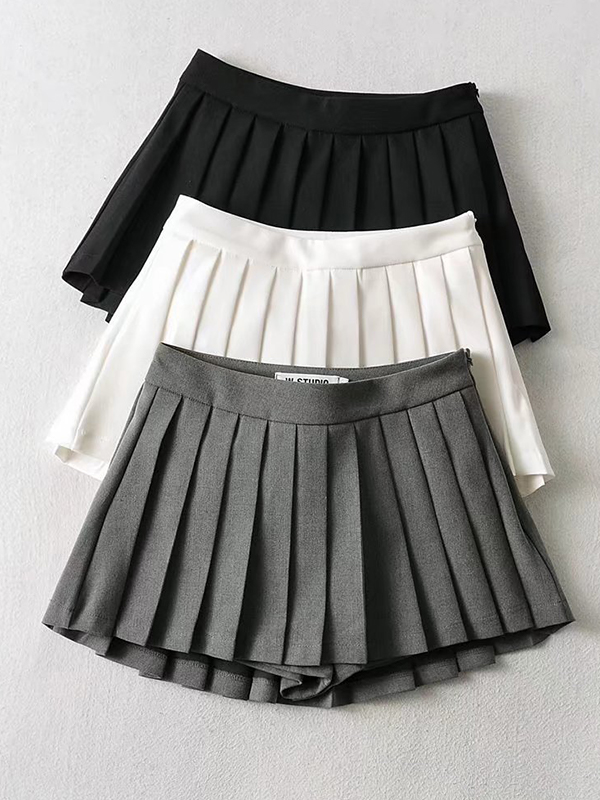 High Waist Short In Front And Long In Back To Prevent Exposure Mini Skirts