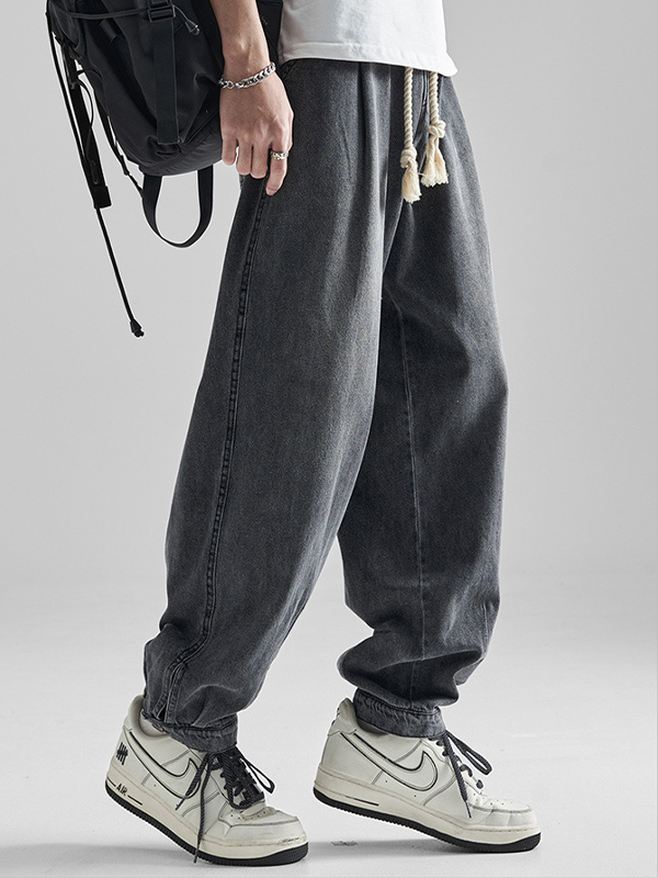 Retro Distressed Washed Feet Loose Jeans