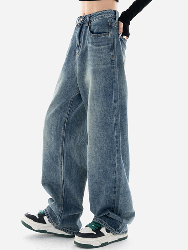 High waisted loose slimming versatile Boyfriend Jeans