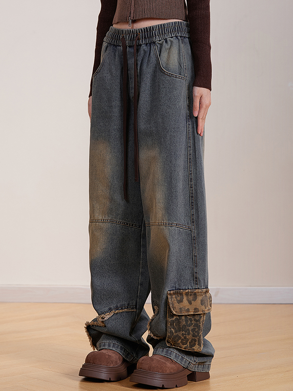 Wide leg loose straight leg Cargo Jeans