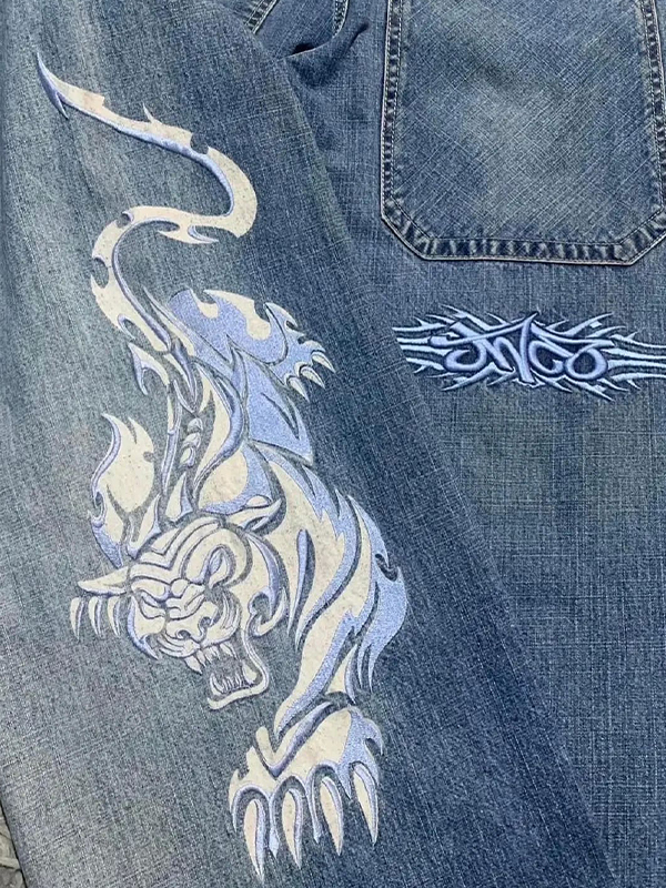 Retro Embroidery Hip Hop Street Boyfriend Jeans