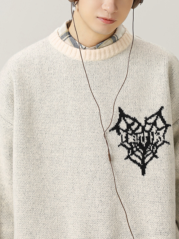 American Retro Hand-Painted Jacquard Sweater