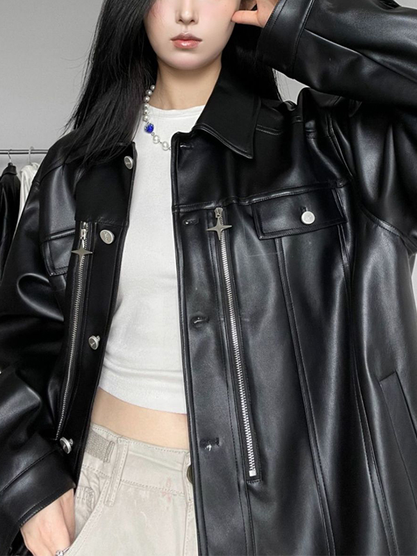 American Retro Pu Leather Jacket