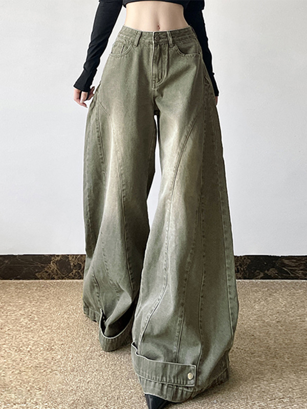 Fashionable Design Washed A Hem Flare Jeans