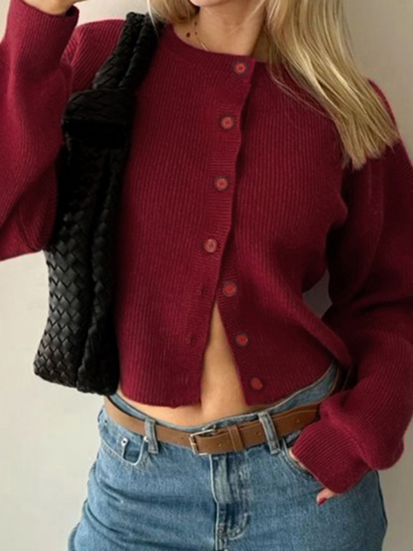 Solid Color Versatile Casual Buttons Cardigan