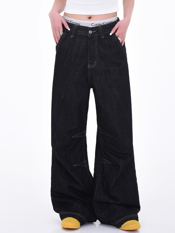 Retro Washed Design Boyfriend Jeans