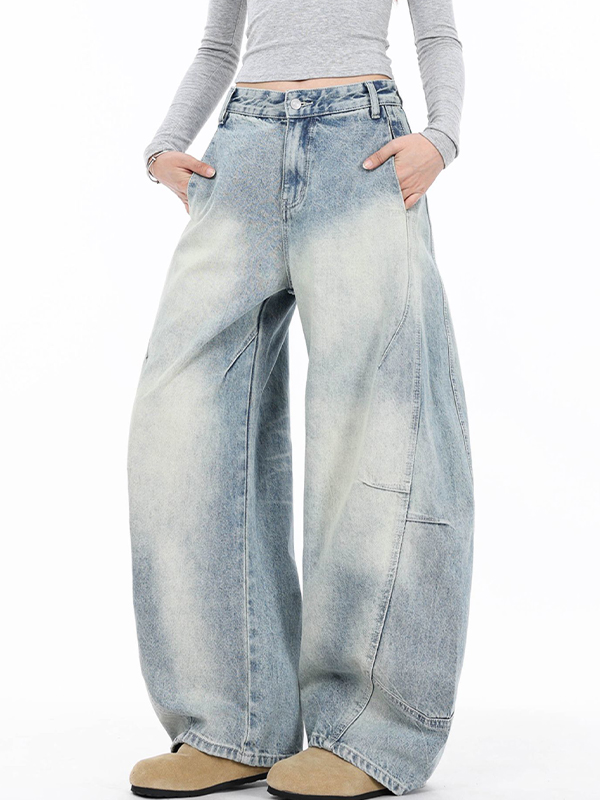 American Retro Curved Knife Boyfriend Jeans
