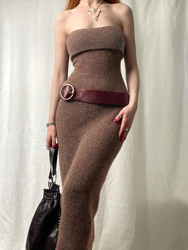 Flap Temperament Waist Maxi Dress