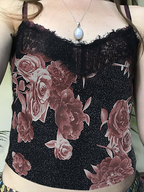 Vintage Floral Print Cami Top