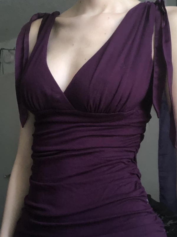 Vintage Purple Crossover V-Neck Tank Top