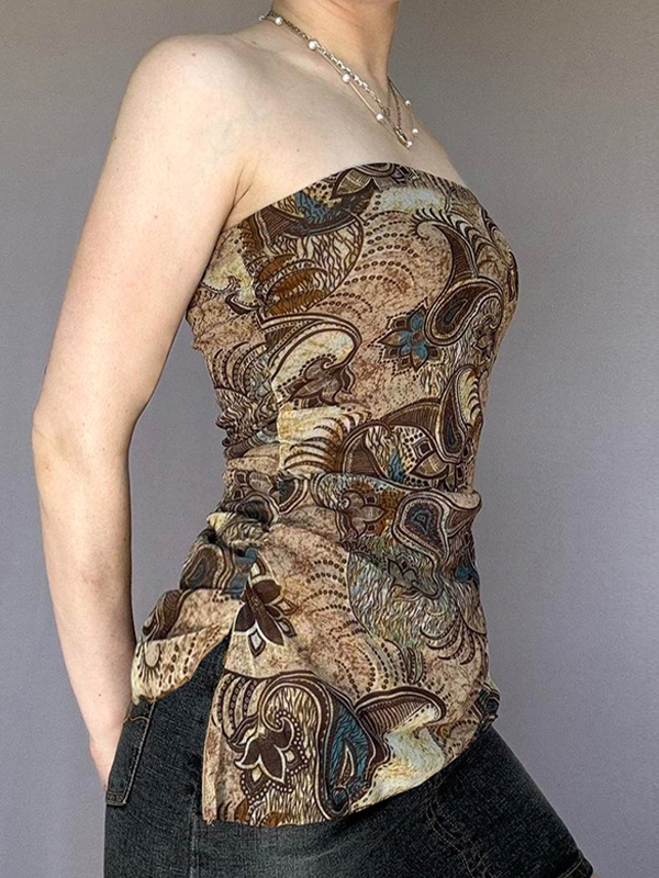 Cashew Vintage Print Bandeau Top