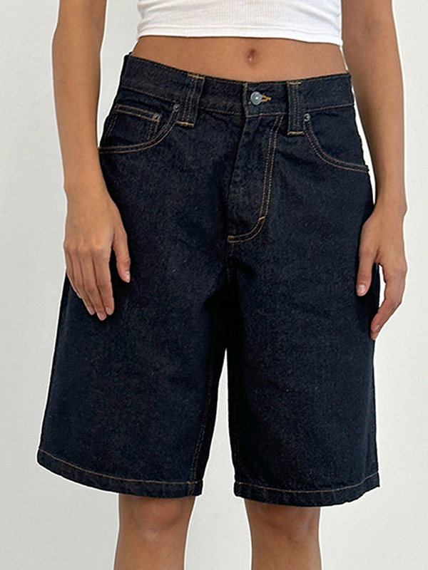 Non-Elastic Slimming Denim Shorts