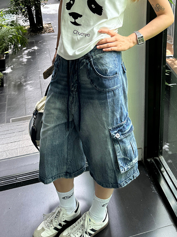 American Washed Loose Denim Shorts