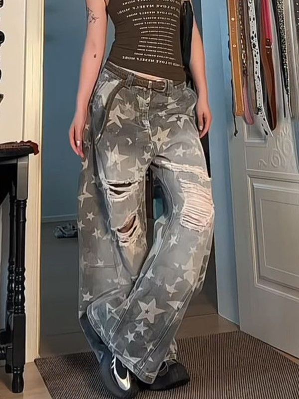 American Vintage Washed Stars Ripped Jeans