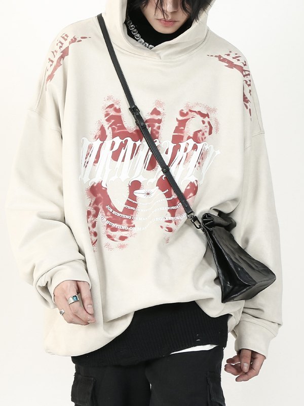 Men’s Faux Suede Pullover Graphic Hoodie