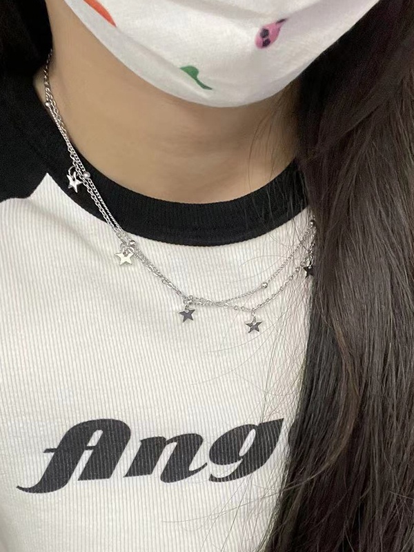 Steel Ball Beaded Star Necklace