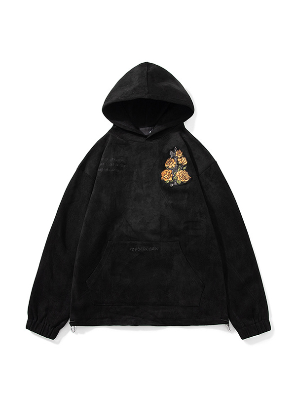 Men’s Floral Letter Embroidery Oversized Hoodie