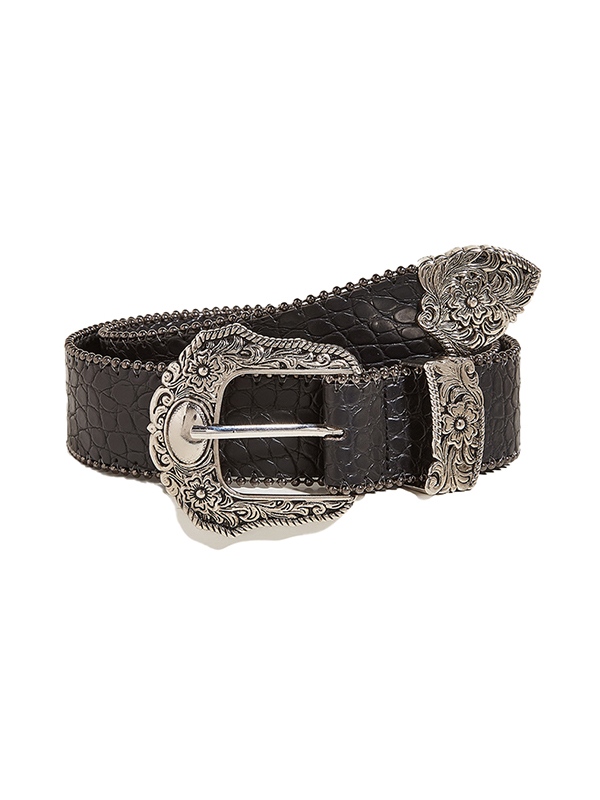 Engraved Metal Design Buckle Belt