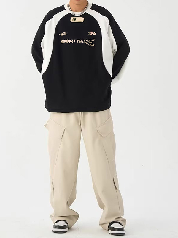 Men’s Color Block Vintage Print Sweatshirt