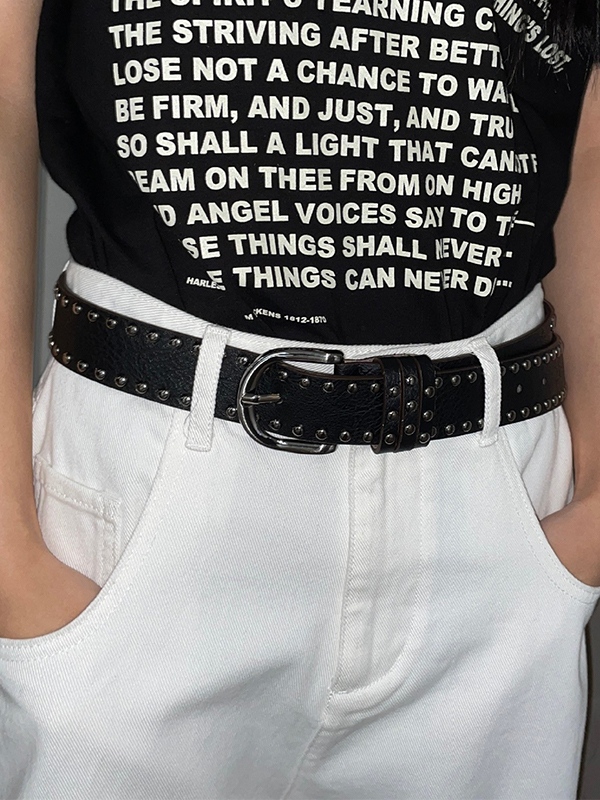 Solid Color Vintage Rivet Decor Buckle Belt